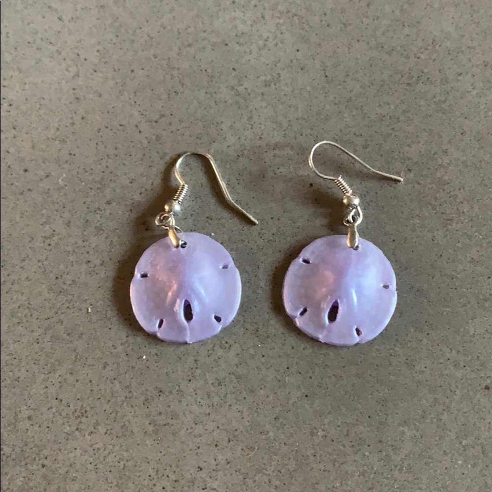 Purple sand dollar earrings
